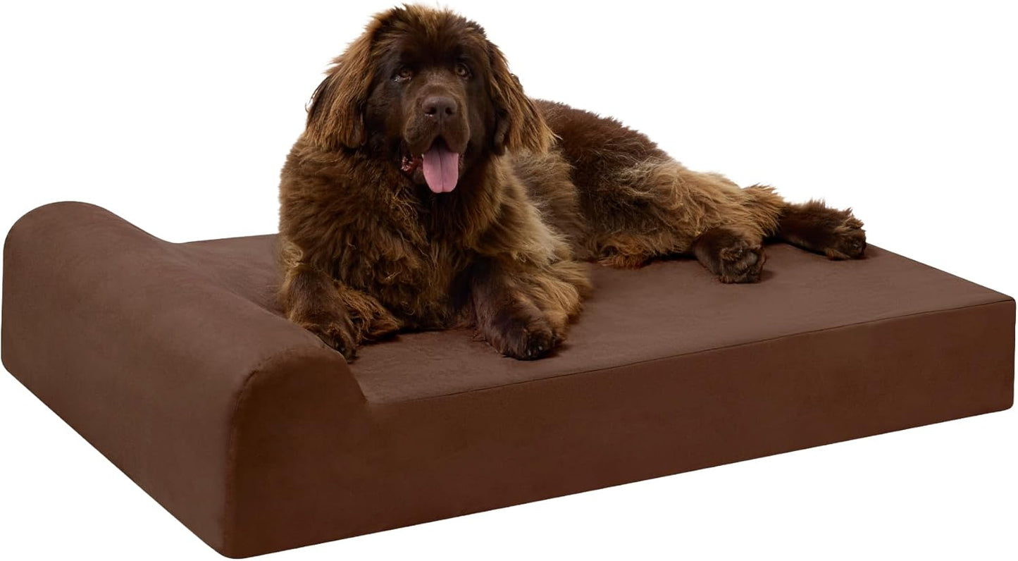 7" Pillow Top Orthopedic Dog Bed for Large and Extra Large Breed Dogs (Headrest Edition)